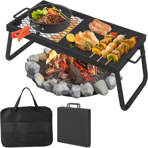 Folding Campfire Grill, Heavy Duty Steel