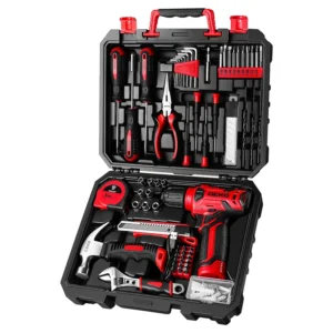 DEKO Drill Set Tool Set with 8V Red Cordless Drill