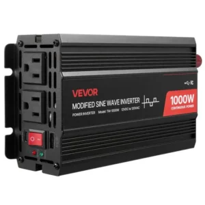 1000W Power Inverter, 12V DC to 120V AC Modified Sine Wave Inverter, Car Converter with USB & Type-C Port, 2 AC Outlets, LED