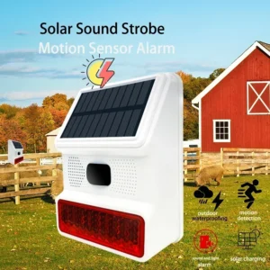 Wireless Outdoor Perimeter, Solar Audio and Flashing Light Alarm