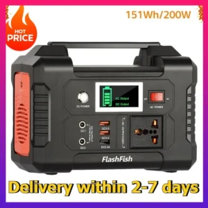 230V 200W Pure Sine Wave AC Solar Generator Outdoor Camping Travel RV Portable Power Station 151Wh Backup Battery Power Bank