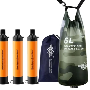 Pro 6L Camo Gravity Water Filter with 4 Extra S1 Orange Water Filter Straws