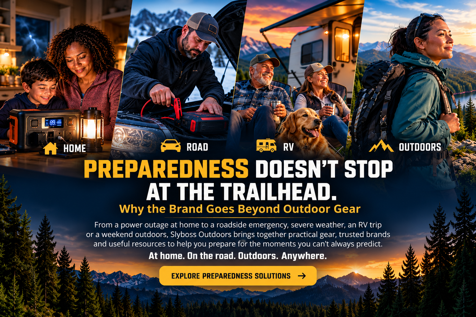 Slyboss Outdoors preparedness solutions for home, road, RV and outdoor situations